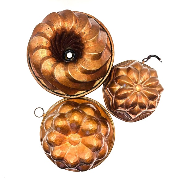 3 Vintage French Copper Molds - Picture 1 of 11